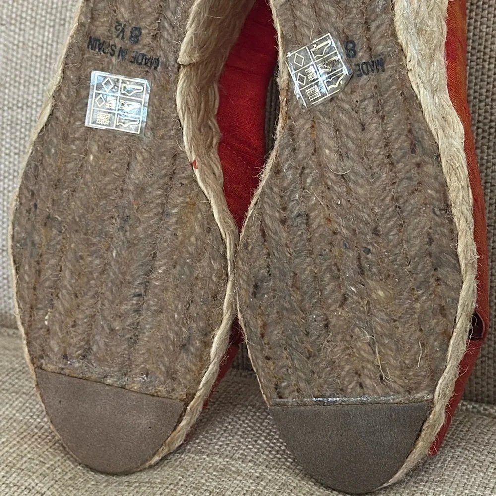 Lauren Ralph Lauren Silk Open Toe Espadrille Iridescent Orange & Gold Size 8.5